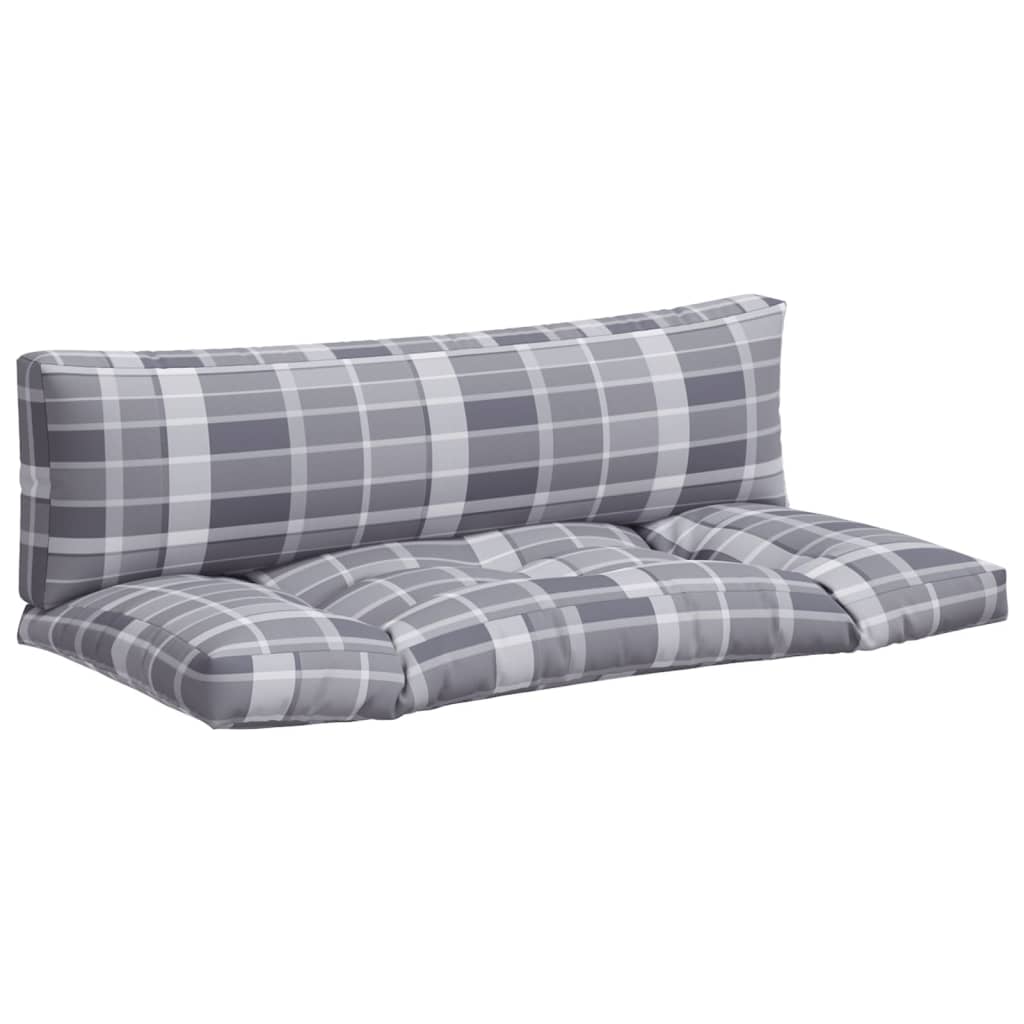 vidaXL Poduszki na sofę z palet, 2 szt., szara krata, tkanina