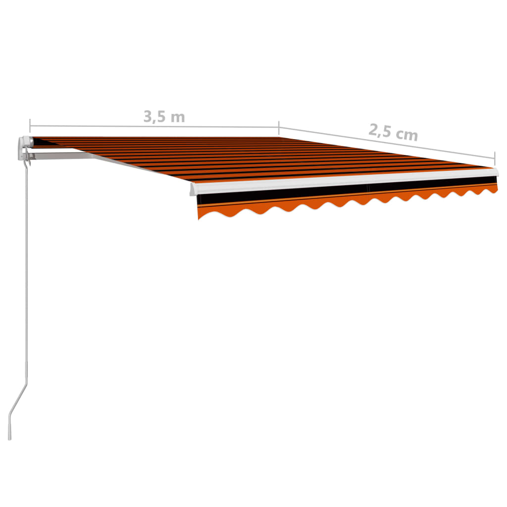 vidaXL Ręcznie zwijana markiza, 350 x 250 cm, pomarańczowo-brązowa