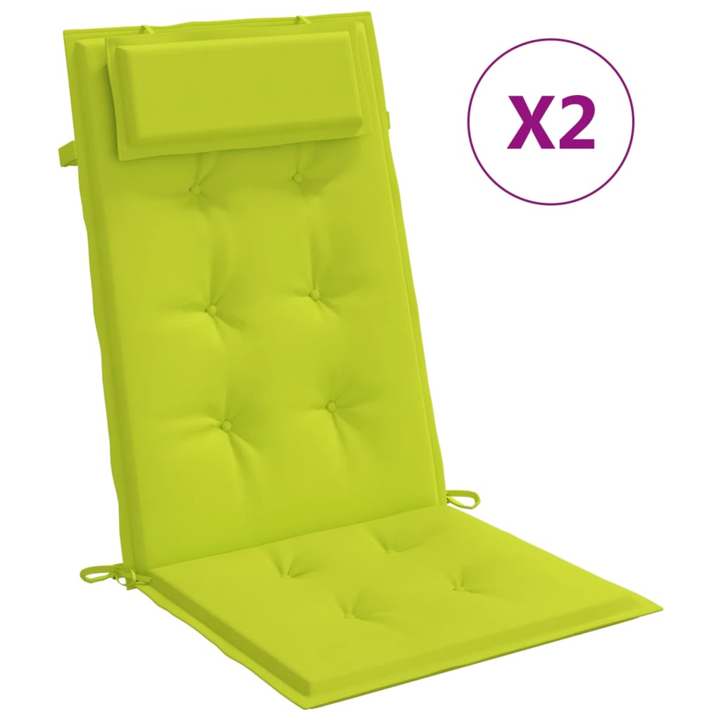 vidaXL Poduszki na krzesła z wysokim oparciem, 2 szt., jasnozielone