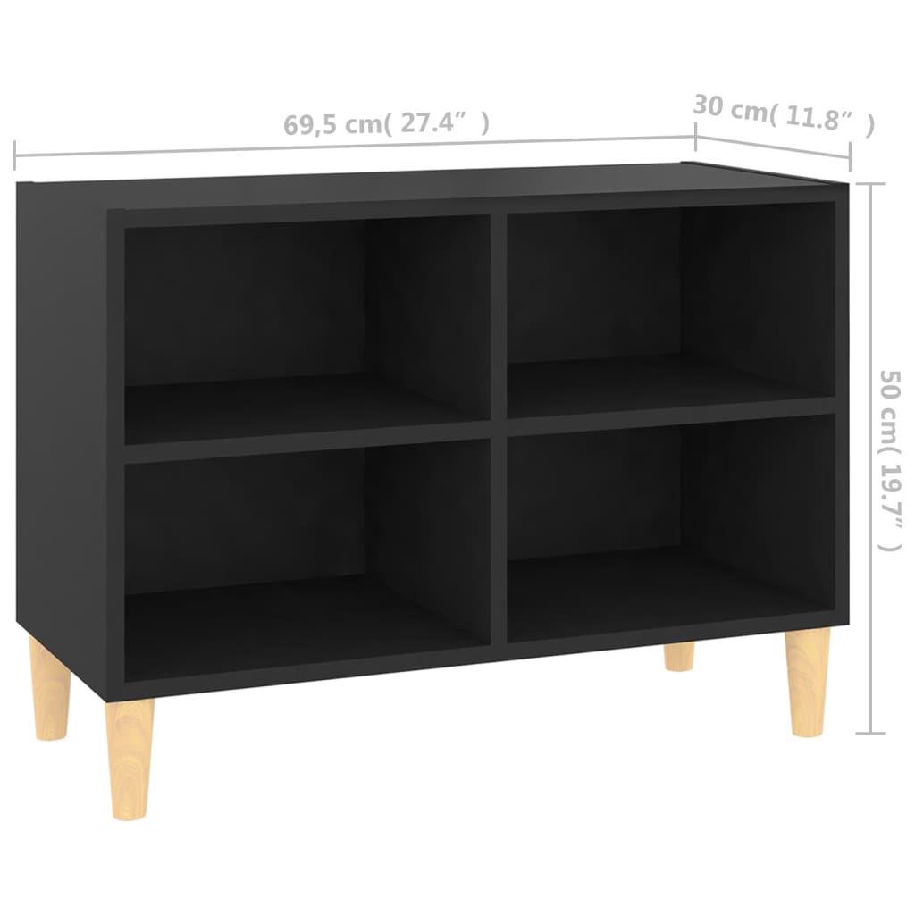vidaXL Szafka pod TV z drewnianymi nóżkami, czarna, 69,5x30x50 cm