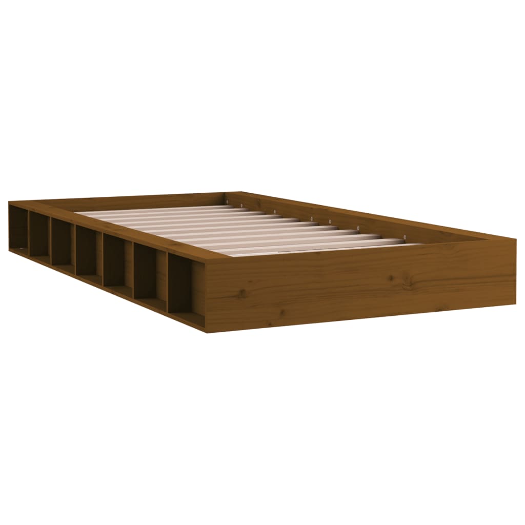 vidaXL Rama łóżka, brązowa, 75x190 cm, lite drewno