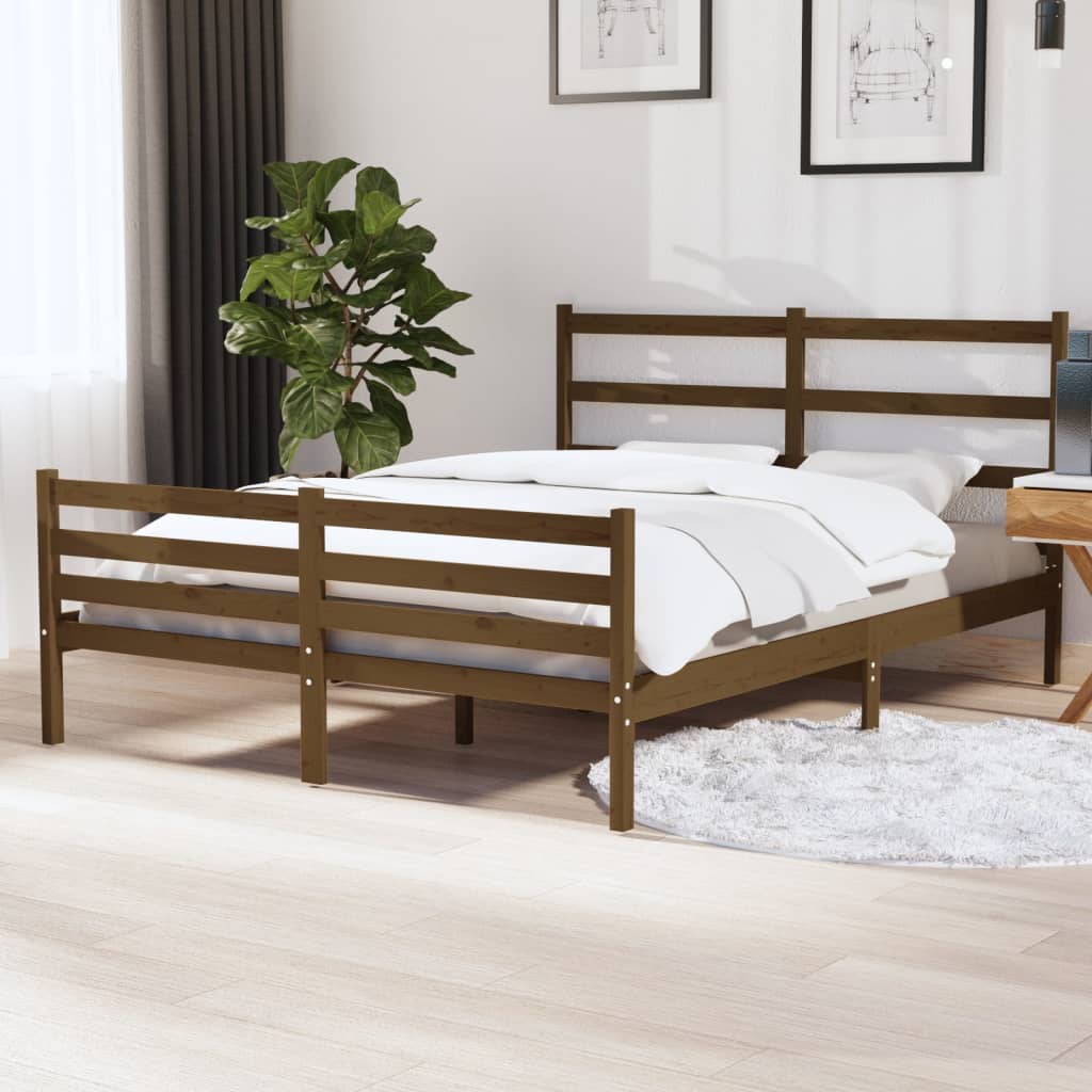 vidaXL Rama łóżka, miodowy brąz, lite drewno sosnowe, 150x200 cm