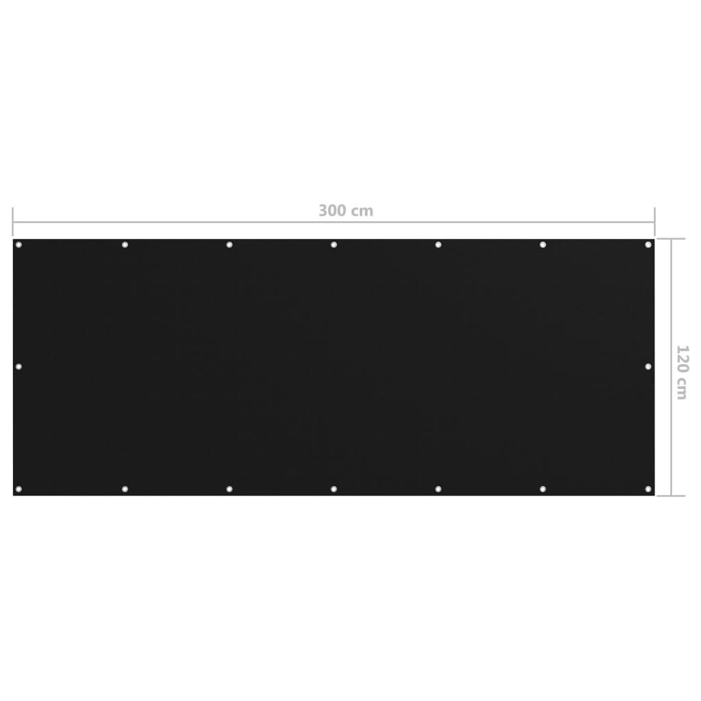 vidaXL Parawan balkonowy, czarny, 120x300 cm, tkanina Oxford