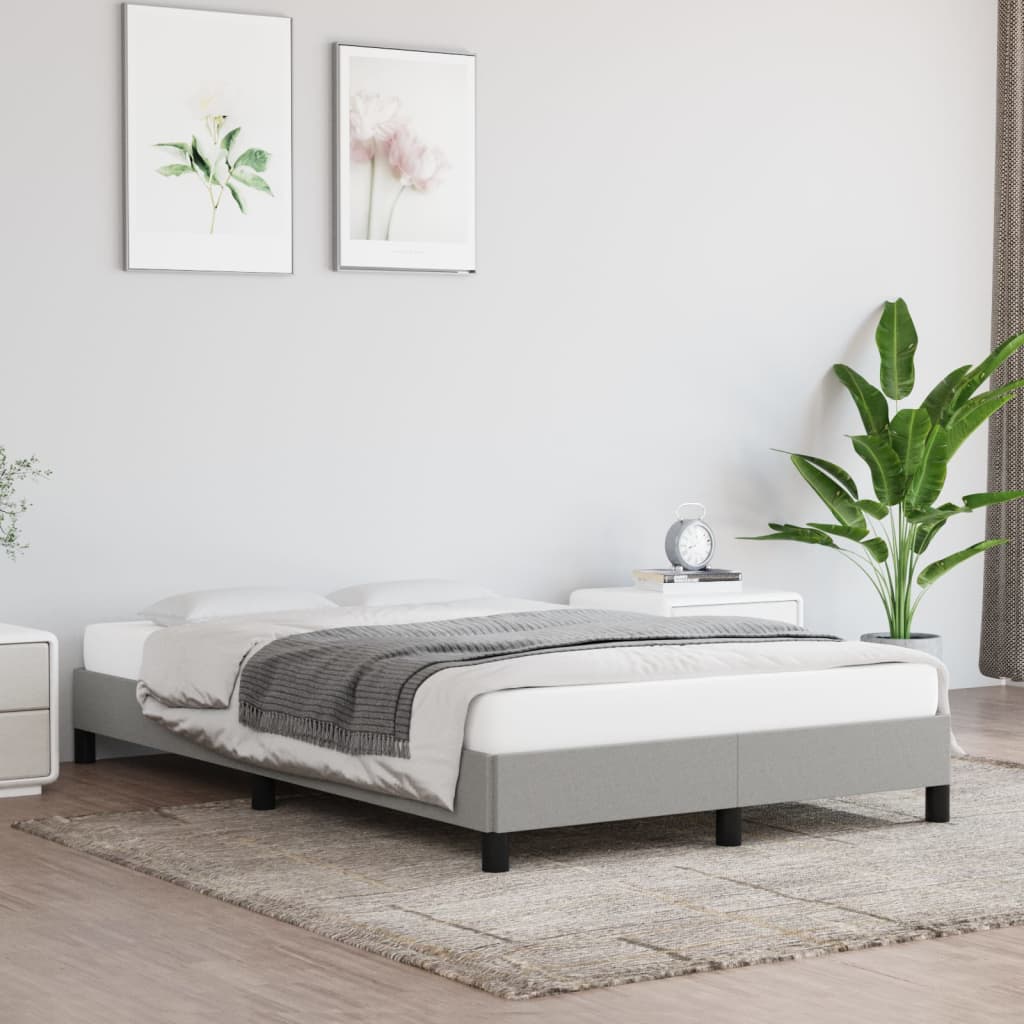 vidaXL Rama łóżka, jasnoszara, 120x190 cm, tkanina