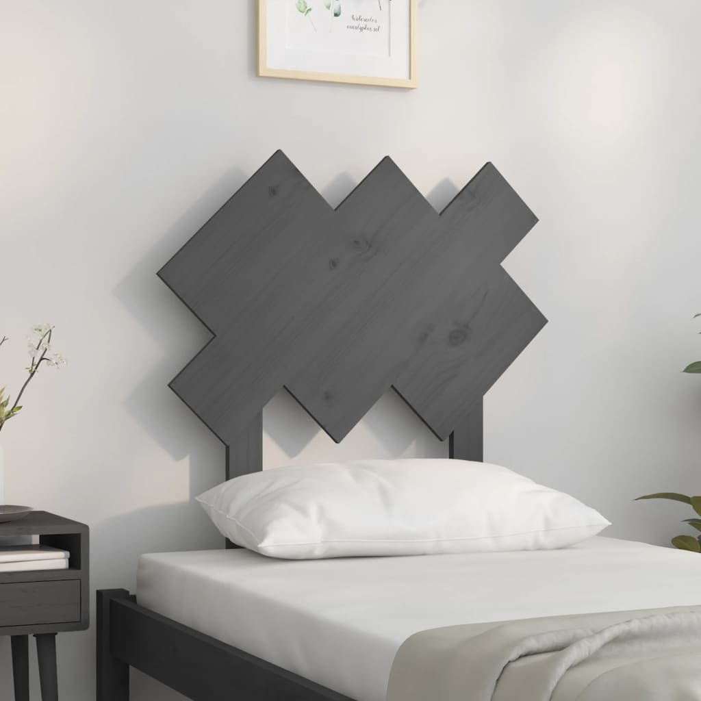 vidaXL Wezgłowie łóżka, szare, 72,5x3x81 cm, lite drewno sosnowe