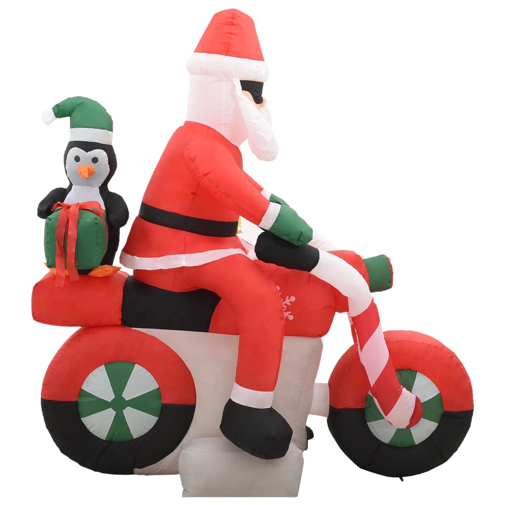 vidaXL Nadmuchiwany Święty Mikołaj na motocyklu, z LED, IP44, 160 cm