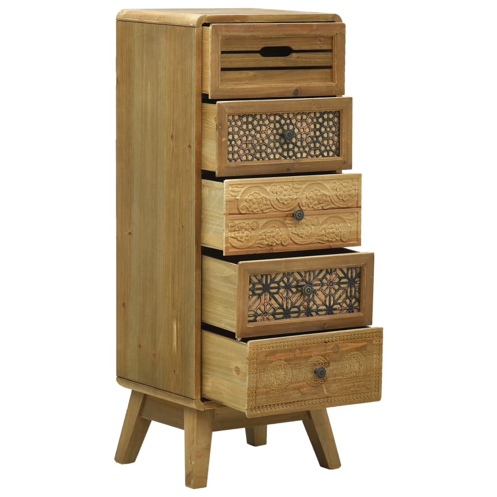vidaXL Komoda z 5 szufladami, brązowa, 37 x 30 x 97,5 cm, drewno