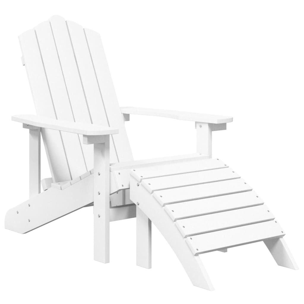 vidaXL Krzesła ogrodowe Adirondack z podnóżkami, 2 szt., HDPE, białe