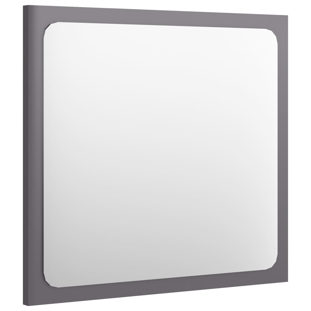 vidaXL Lustro łazienkowe, wysoki połysk, szare, 40x1,5x37 cm, płyta