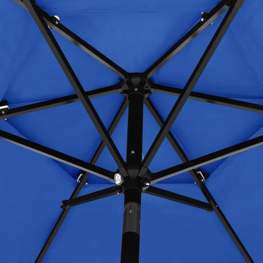 vidaXL 3-poziomowy parasol na aluminiowym słupku, lazurowy, 2,5 m