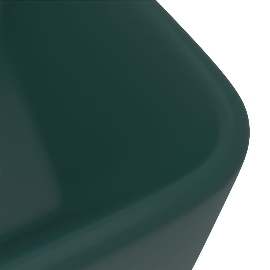 vidaXL Luksusowa umywalka, matowa ciemna zieleń, 41x30x12 cm, ceramika