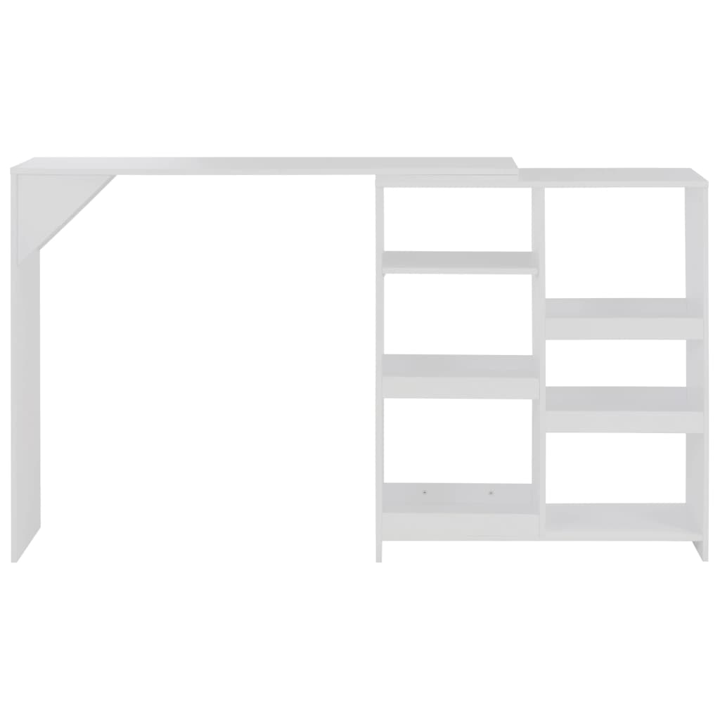 vidaXL Stolik barowy z ruchomym regałem, biały, 138 x 39 x 110 cm