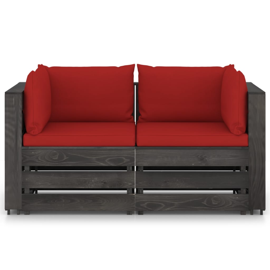 vidaXL Ogrodowa sofa 2-os z poduszkami, impregnowane na szaro drewno