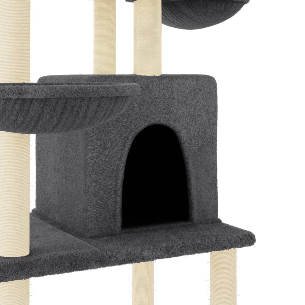 vidaXL Drapak dla kota z sizalowymi słupkami, ciemnoszary, 180 cm