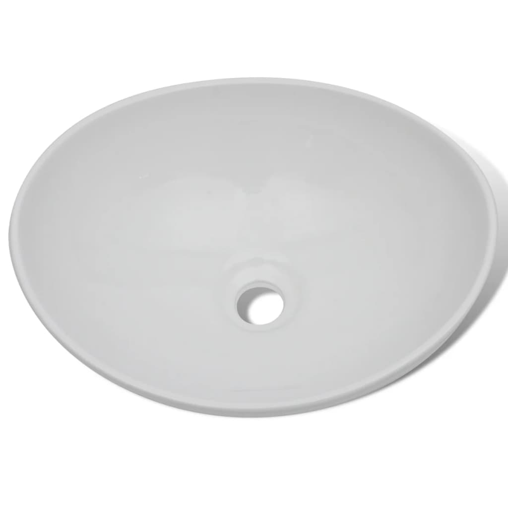 vidaXL Umywalka ceramiczna, 40 x 33 cm, owalna, biała
