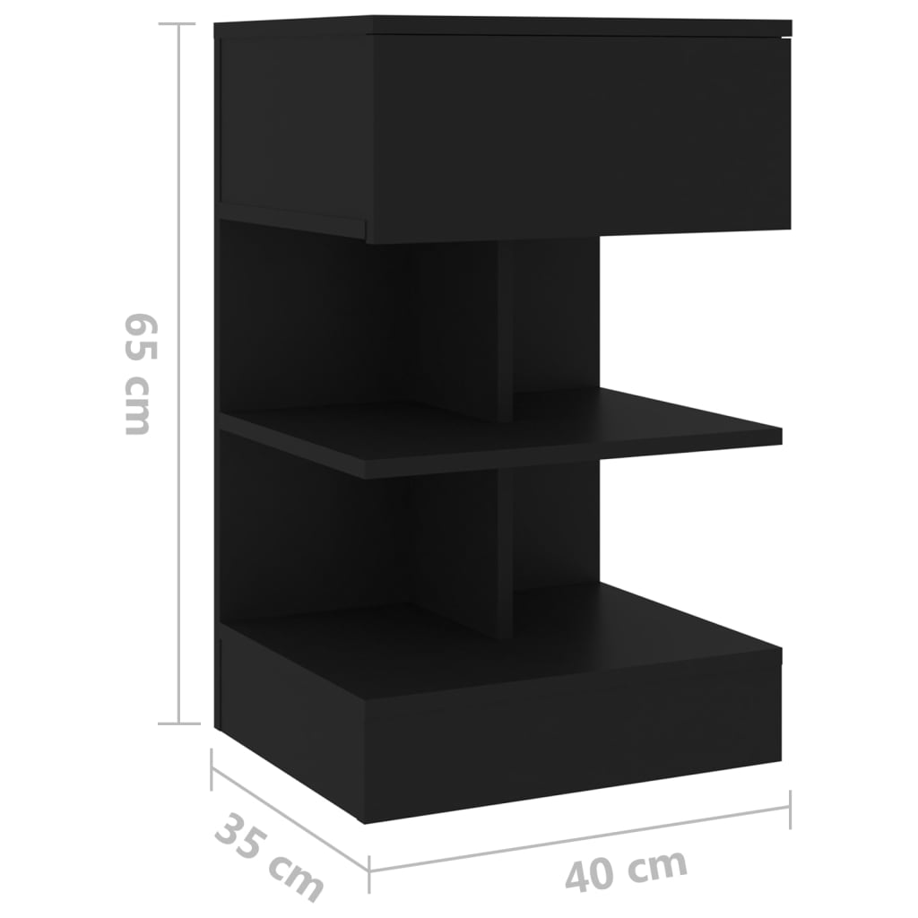 vidaXL Szafka nocna, czarna, 40x35x65 cm, materiał drewnopochodny