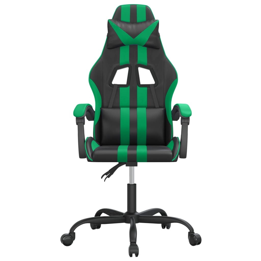 vidaXL Obrotowy fotel gamingowy, czarno-zielony, sztuczna skóra