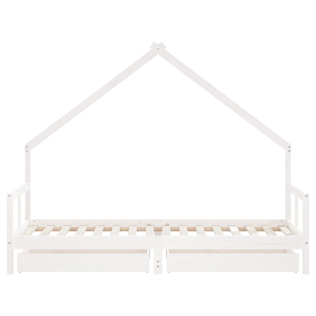 vidaXL Rama łóżka dziecięcego z szufladami, biała, 80x200 cm, sosnowa