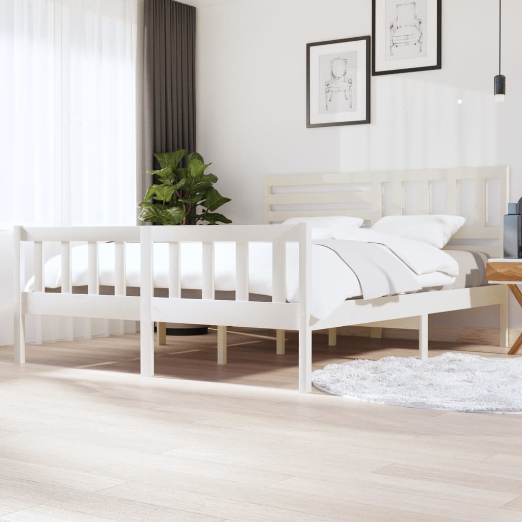 vidaXL Rama łóżka, biała, 180x200 cm, lite drewno