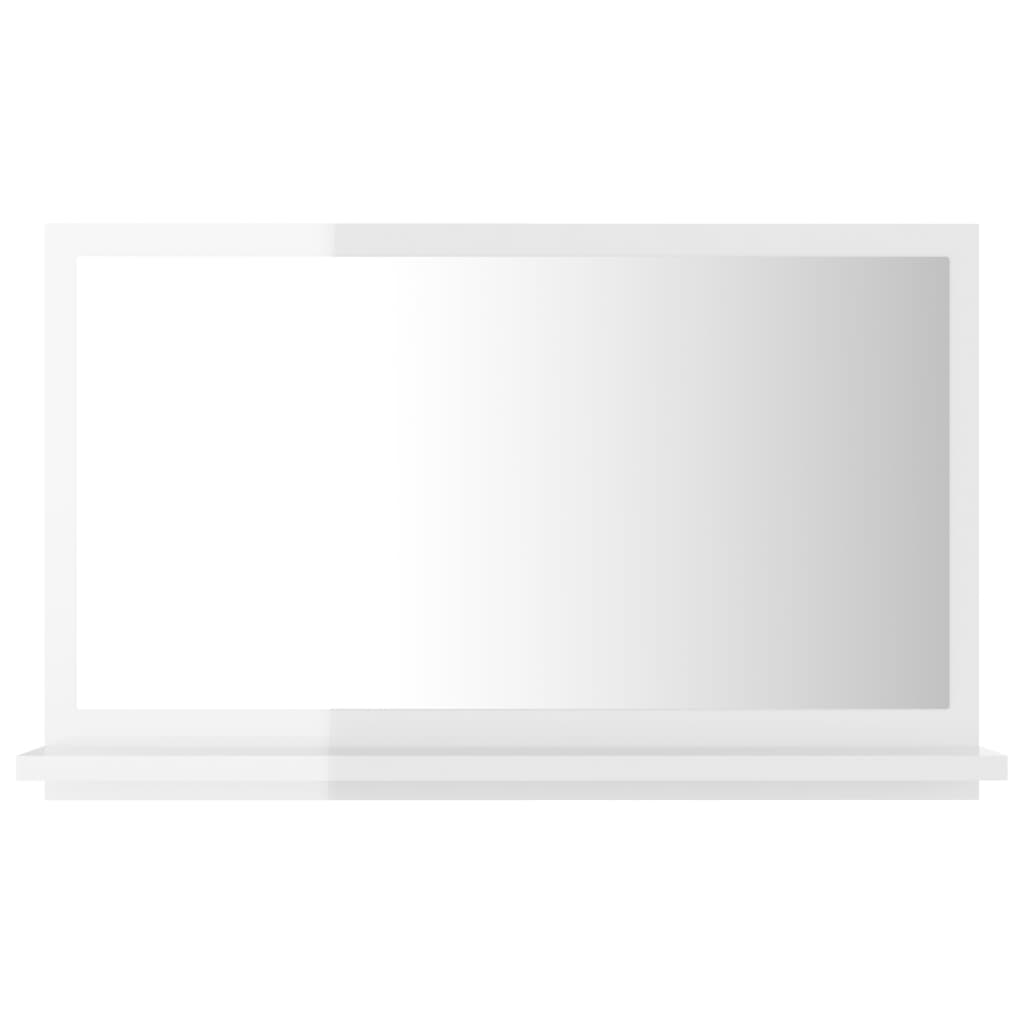 vidaXL Lustro łazienkowe, wysoki połysk, białe, 60x10,5x37 cm