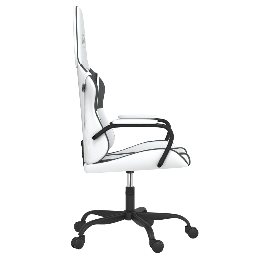 vidaXL Masujący fotel gamingowy, biało-czarny, sztuczna skóra