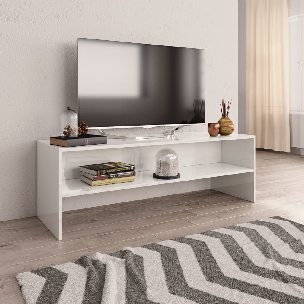 vidaXL Szafka pod telewizor, biała, wysoki połysk, 120x40x40 cm