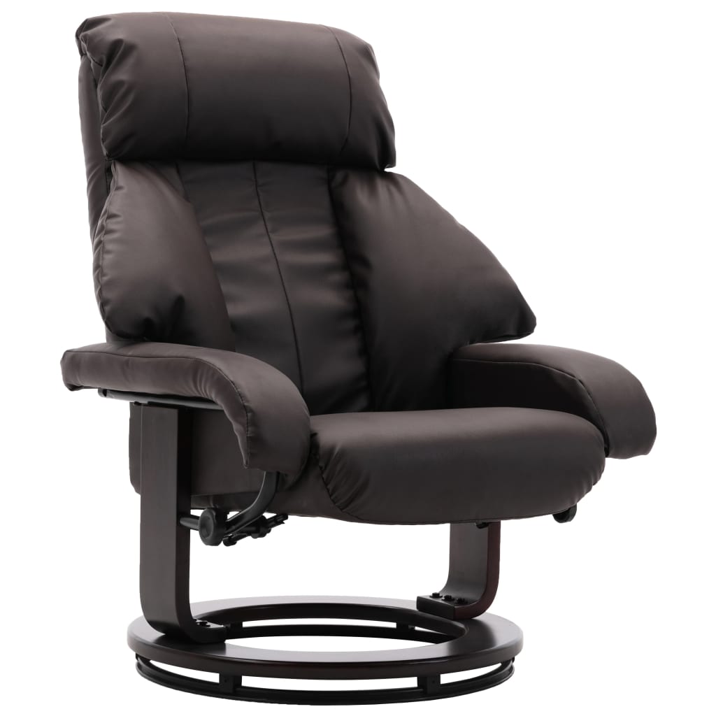 vidaXL Rozkładany fotel TV z podnóżkiem, brązowy, sztuczna skóra