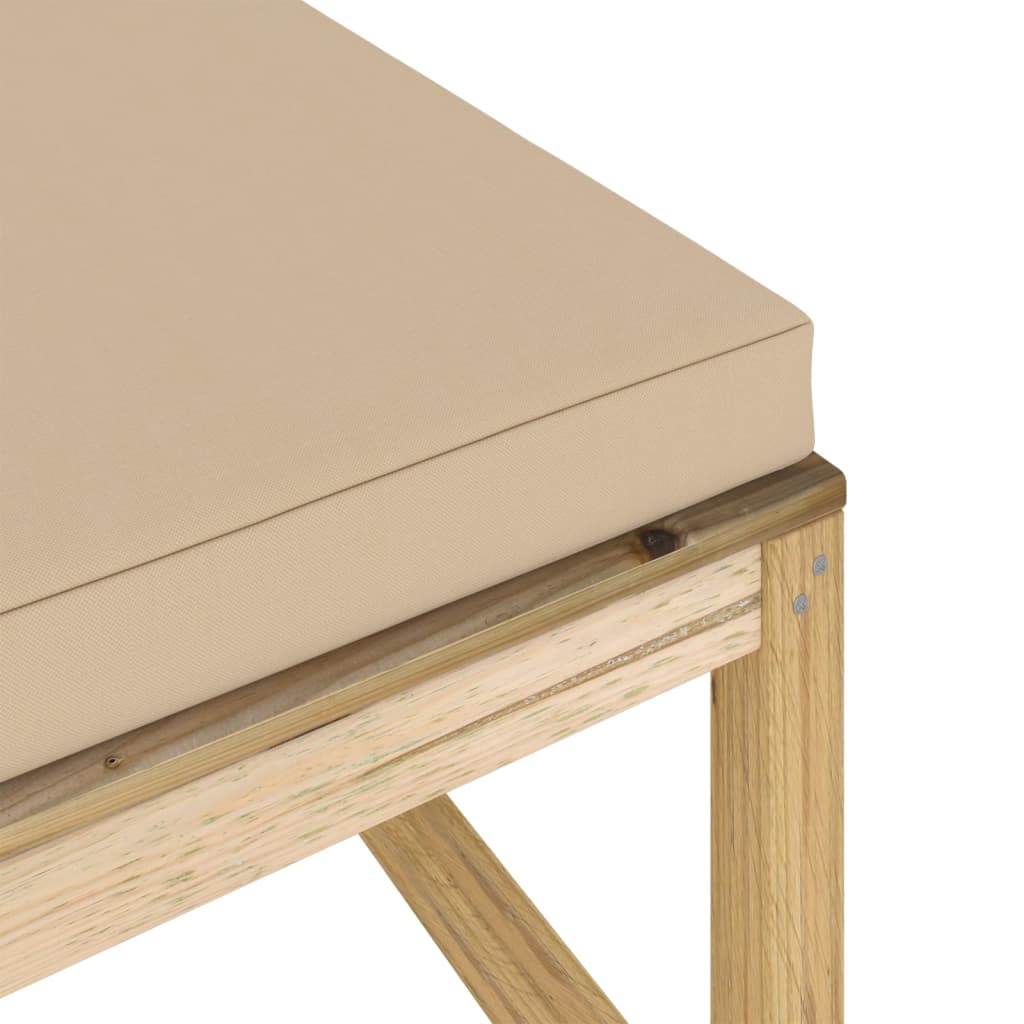 vidaXL Ogrodowy stołek z poduszką, impregnowane na zielono drewno