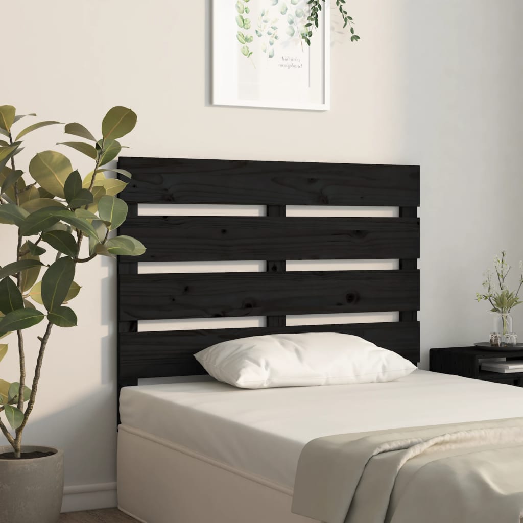 vidaXL Wezgłowie łóżka, czarne, 90x3x80 cm, lite drewno sosnowe