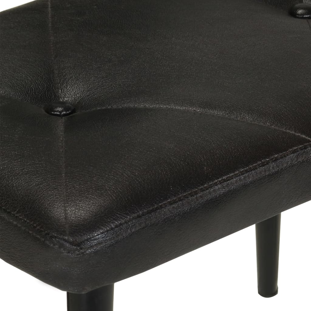 vidaXL Fotel bujany z podnóżkiem, czarny, skóra naturalna