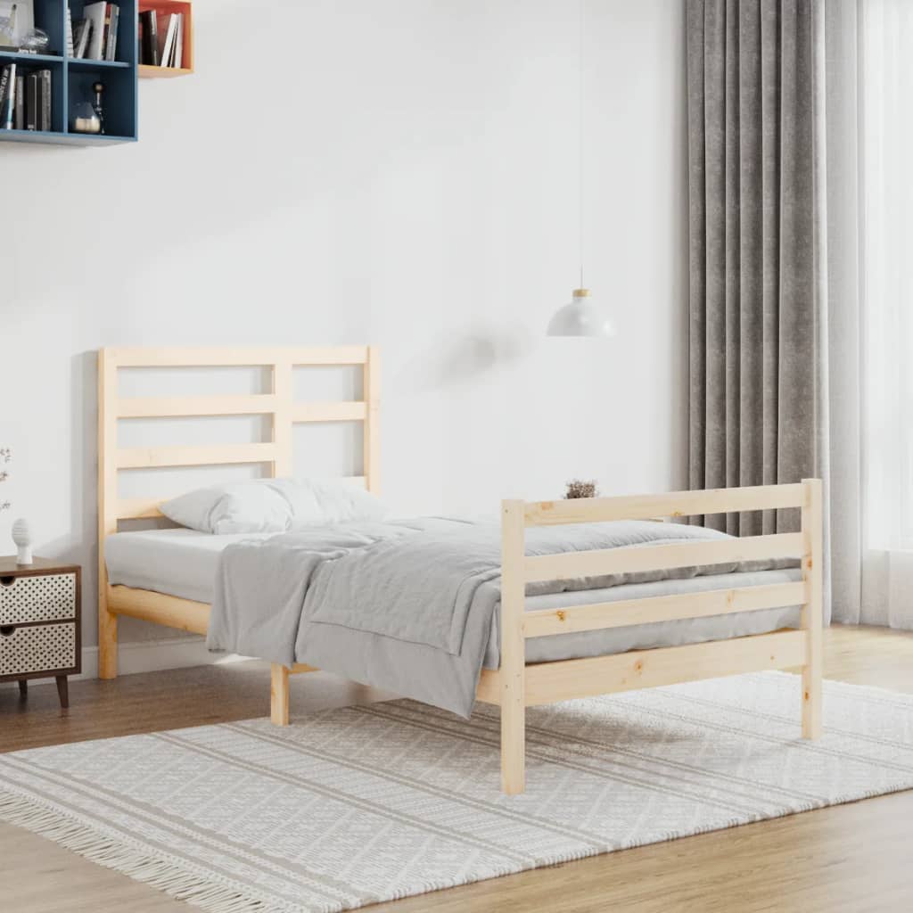vidaXL Rama łóżka, lite drewno, 90x200 cm