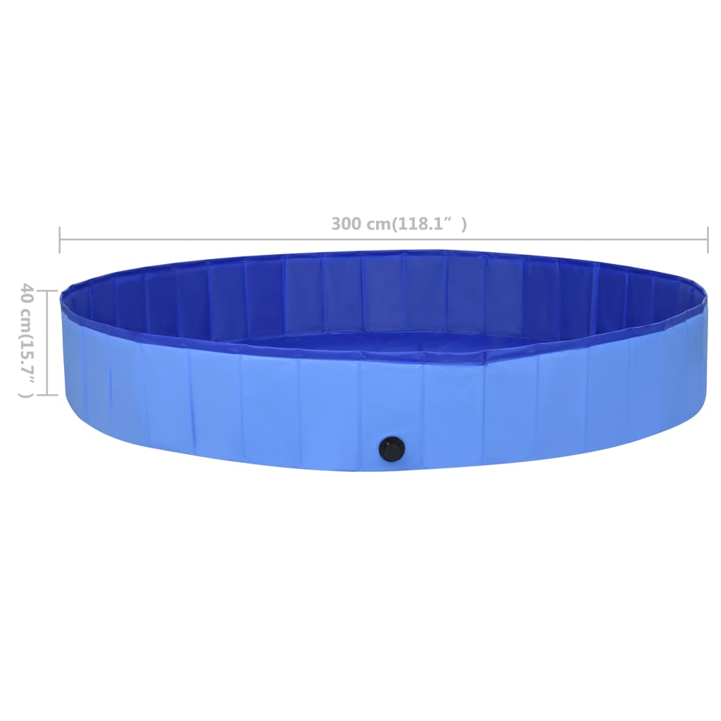 vidaXL Składany basen dla psa, niebieski, 300x40 cm, PVC