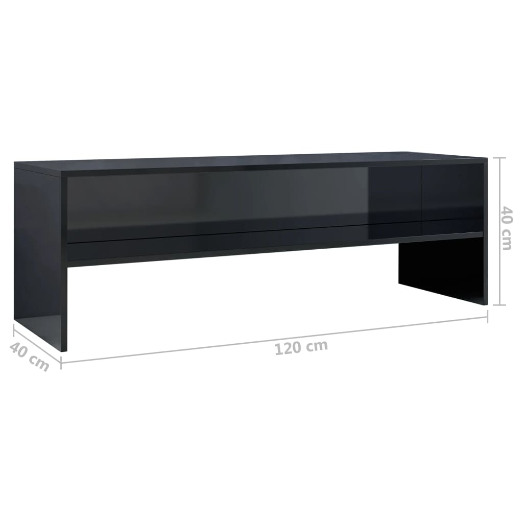 vidaXL Szafka TV, czarna, wysoki połysk, 120x40x40 cm