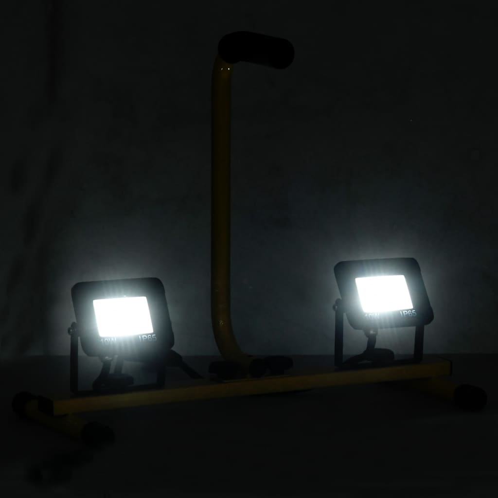 vidaXL Reflektor LED z uchwytem, 2x10 W, zimne białe światło