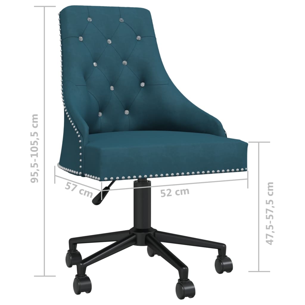 vidaXL Obrotowe krzesło stołowe, niebieskie, obite aksamitem