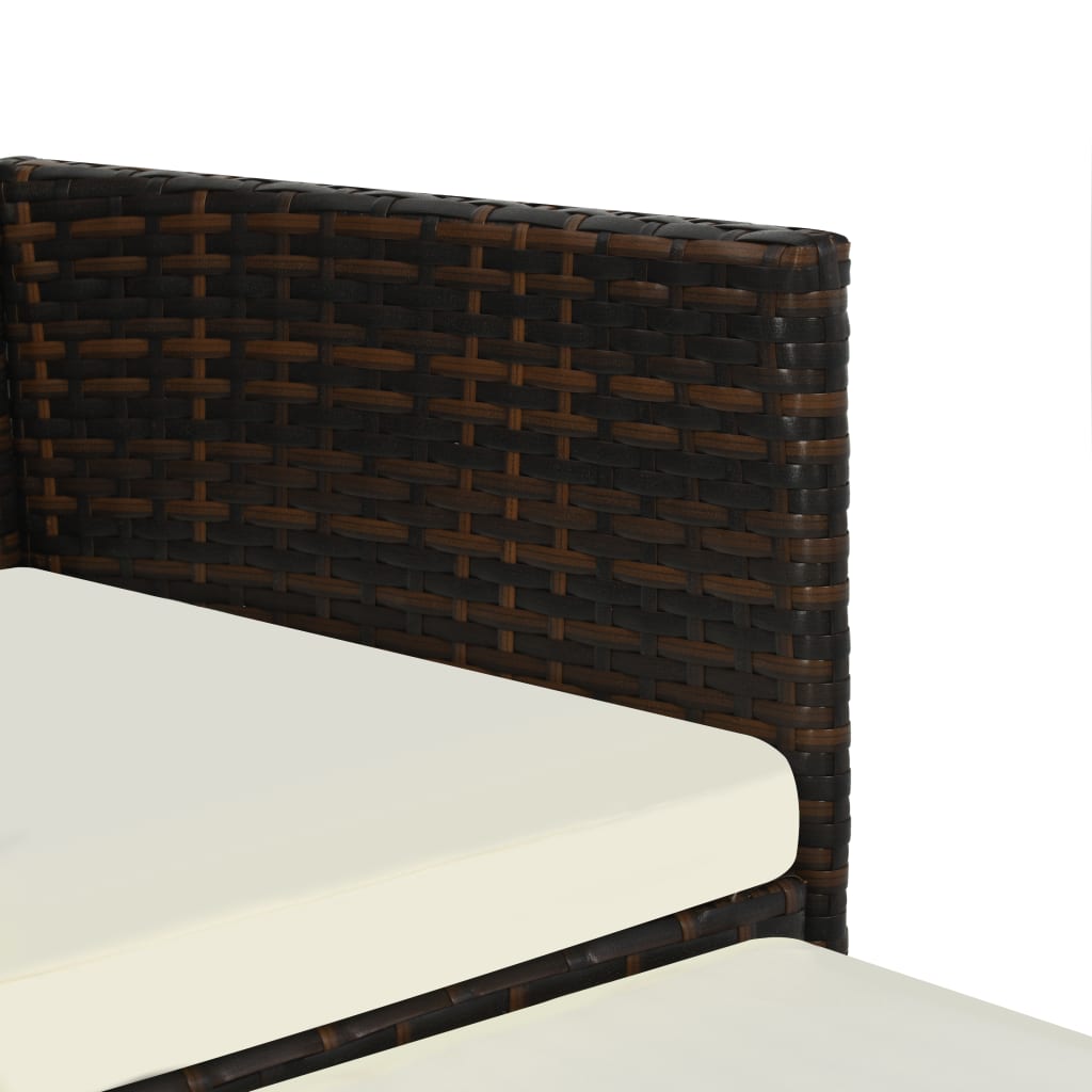 vidaXL 2-os. sofa ogrodowa ze stolikiem i podnóżkami, rattan PE, brąz