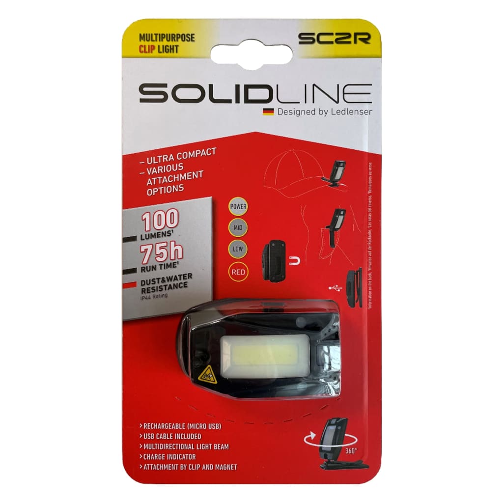 SOLIDLINE Akumulatorowa latarka z klipsem SC2R, 100 Lm