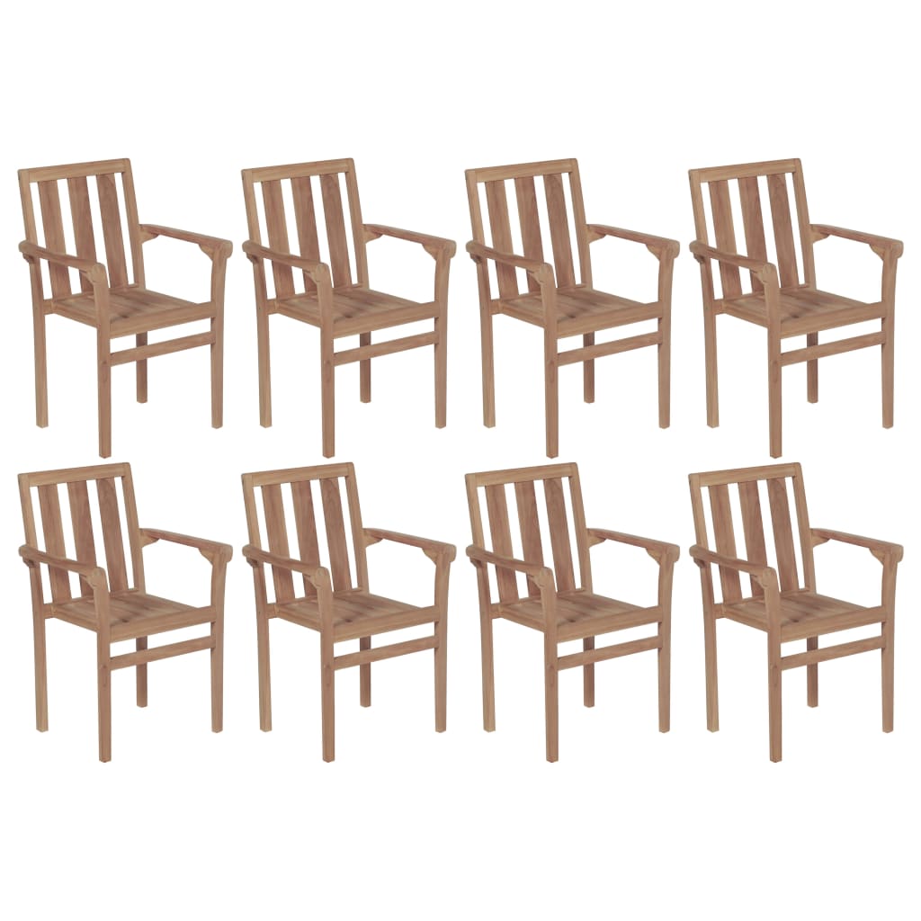 vidaXL Sztaplowane krzesła ogrodowe, 8 szt., lite drewno tekowe