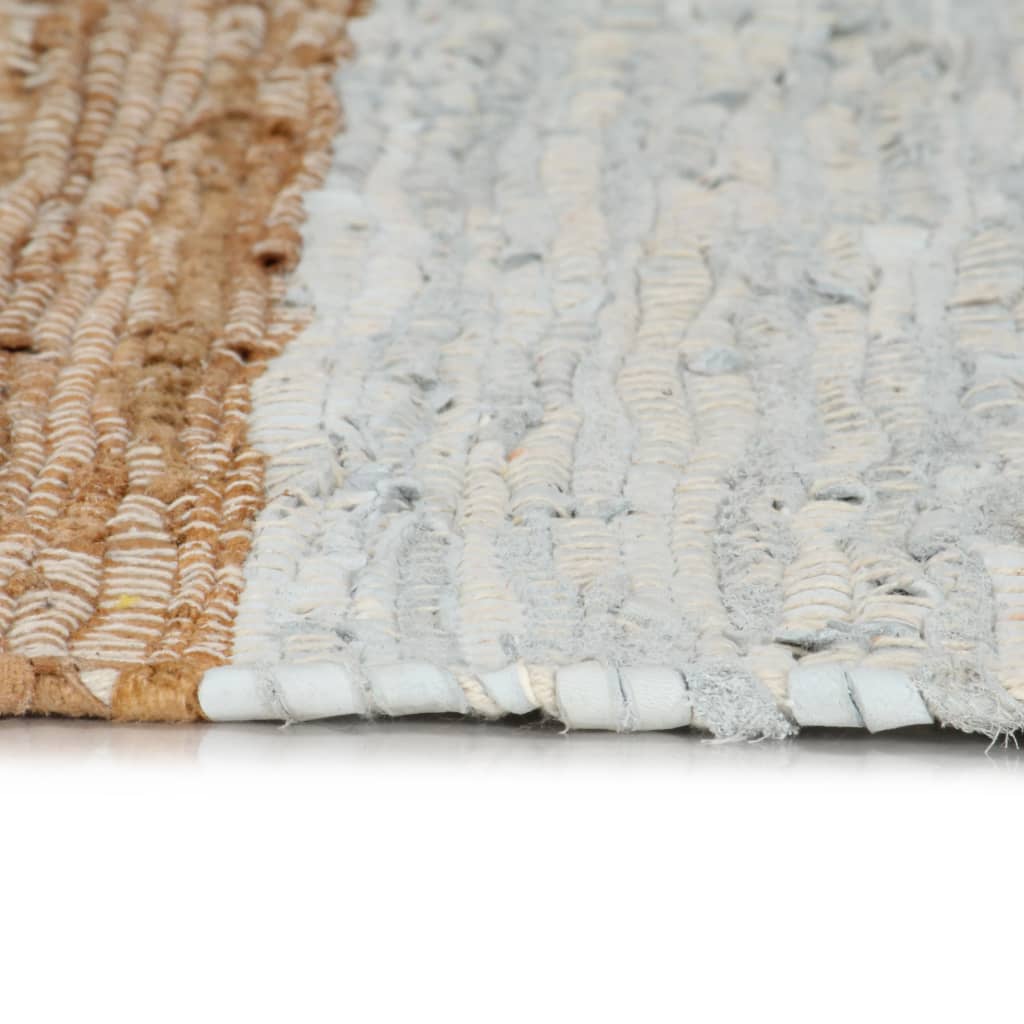 vidaXL Ręcznie tkany dywanik Chindi, skóra, 80x160 cm, szaro-brązowy