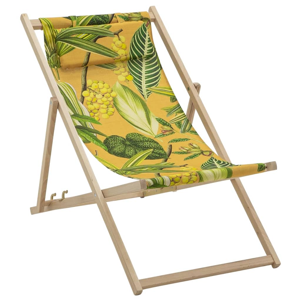Madison Drewniany leżak plażowy La Grave, 55x90x87 cm, żółty