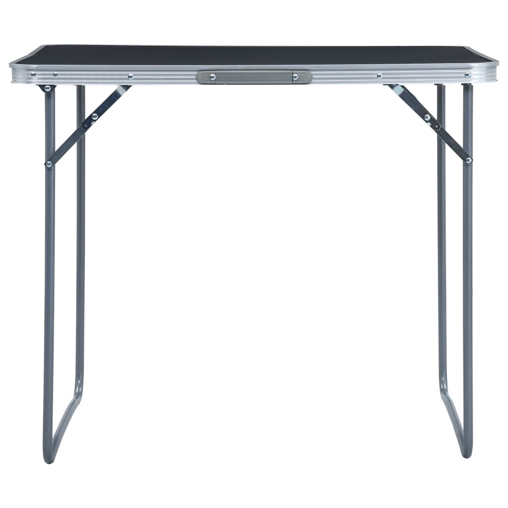 vidaXL Składany stolik turystyczny z metalową ramą, 80x60 cm, szary