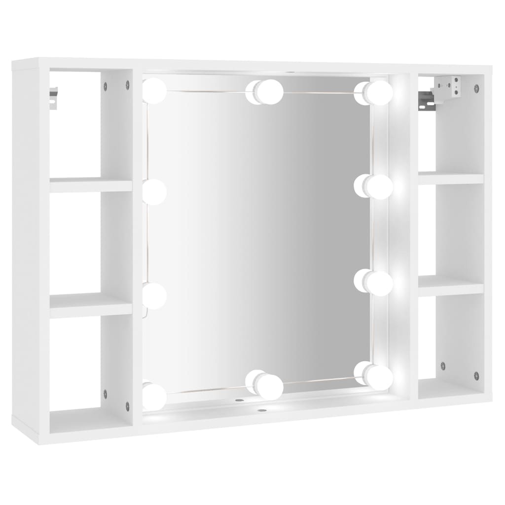 vidaXL Szafka z lustrem i oświetleniem LED, biała, 76x15x55 cm