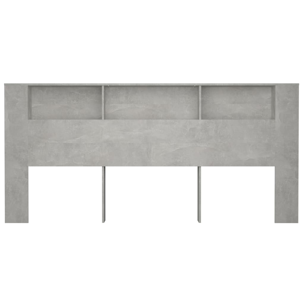 vidaXL Wezgłowie łóżka z półkami, szarość betonu, 220x18,5x104,5 cm