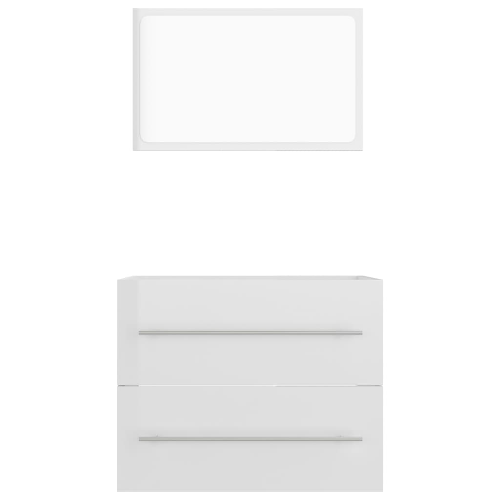 vidaXL 2-cz. zestaw mebli łazienkowych, wysoki połysk, biały, płyta