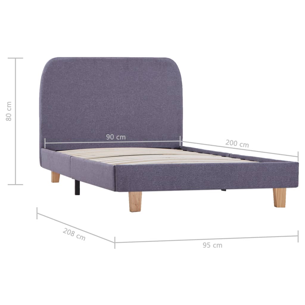vidaXL Rama łóżka, jasnoszara, tkanina, 90 x 200 cm