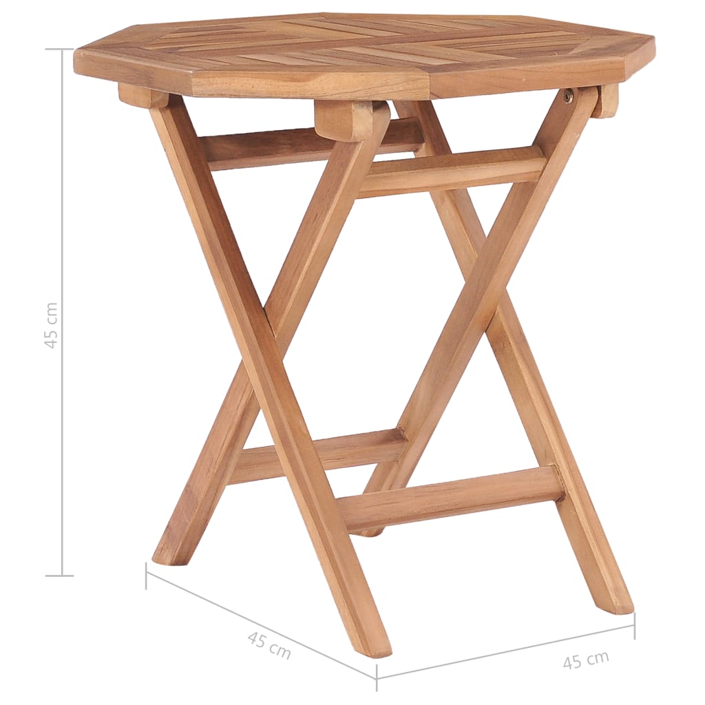 vidaXL Składany stolik ogrodowy, 45x45x45 cm, lite drewno tekowe