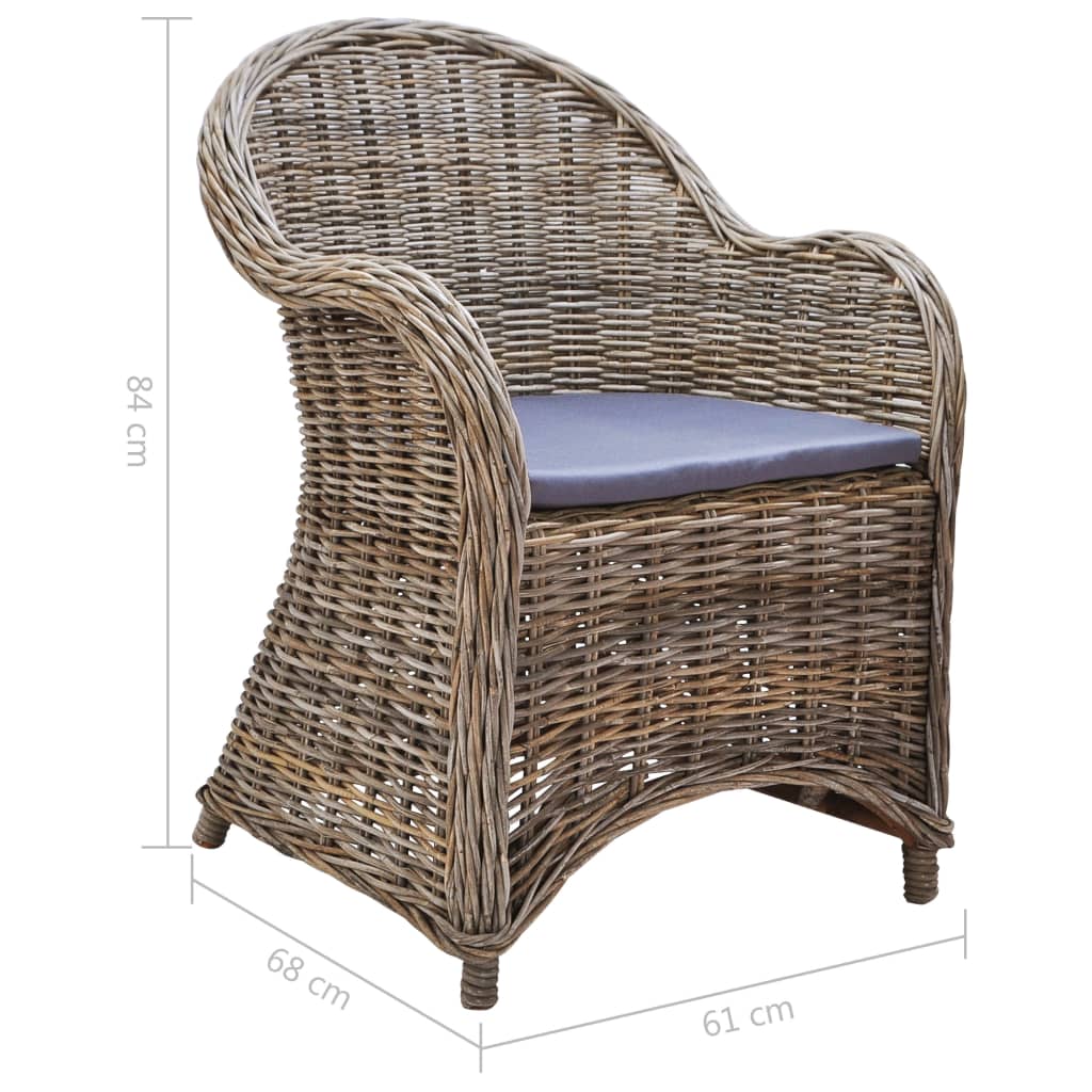 vidaXL Krzesła ogrodowe z poduszkami, 4 szt., naturalny rattan
