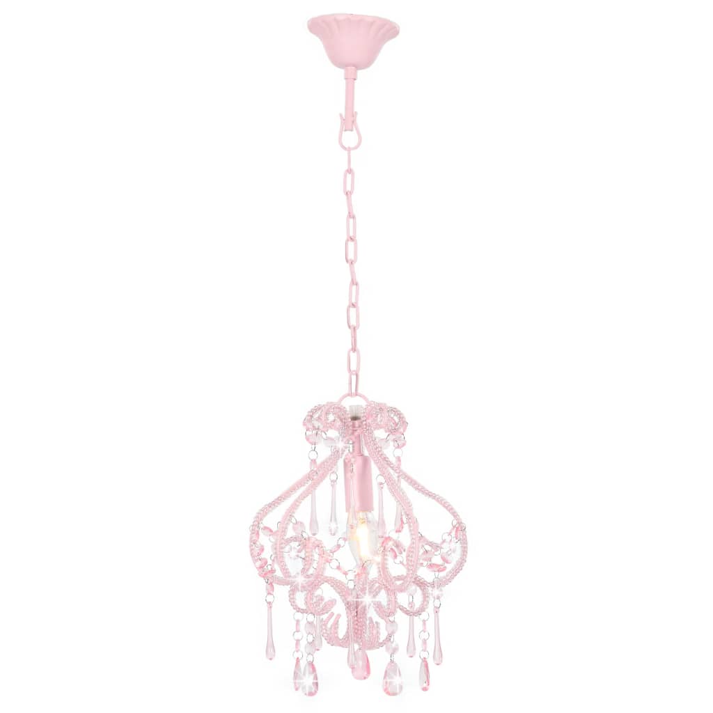 vidaXL Lampa sufitowa z koralikami, różowa, okrągła, E14