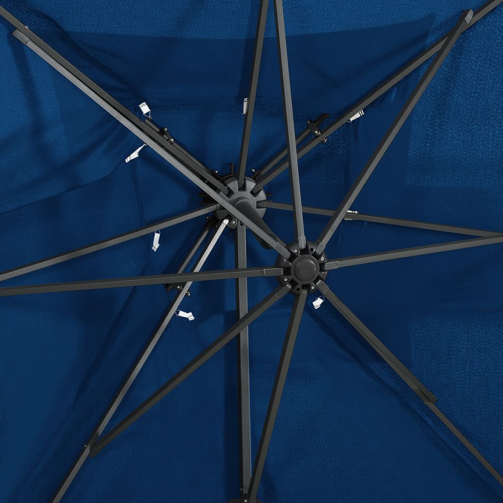 vidaXL Parasol wiszący z podwójną czaszą, lazurowy, 250x250 cm