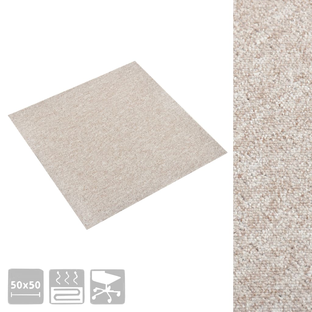 vidaXL Podłogowe płytki dywanowe, 20 szt., 5 m², 50x50 cm, jasnobeżowe
